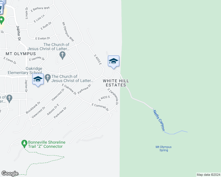 map of restaurants, bars, coffee shops, grocery stores, and more near 4226 East Mathews Way in Salt Lake City