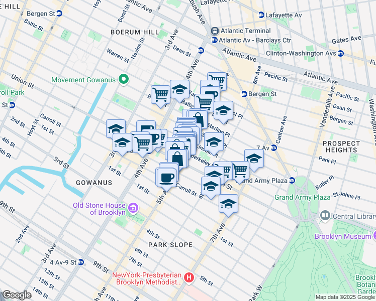 map of restaurants, bars, coffee shops, grocery stores, and more near 183 5th Avenue in Brooklyn