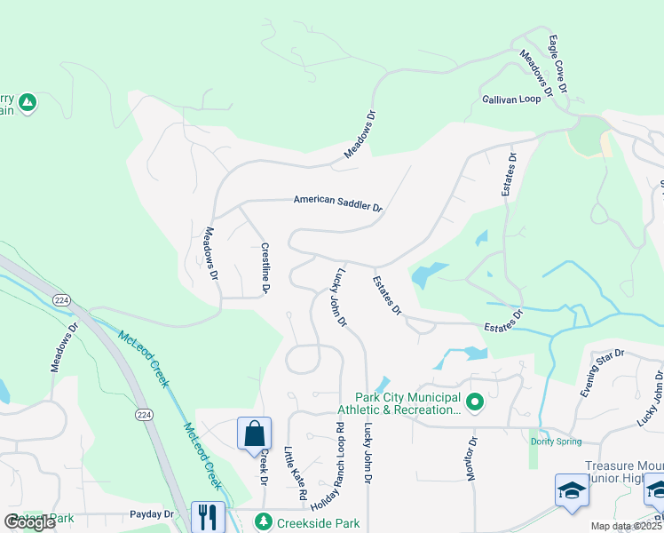 map of restaurants, bars, coffee shops, grocery stores, and more near 3021 American Saddler Drive in Park City