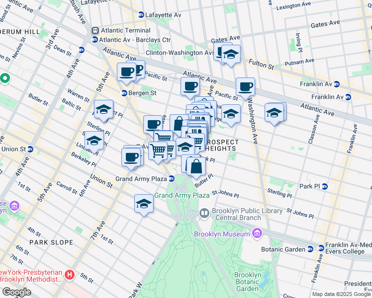 map of restaurants, bars, coffee shops, grocery stores, and more near in Brooklyn