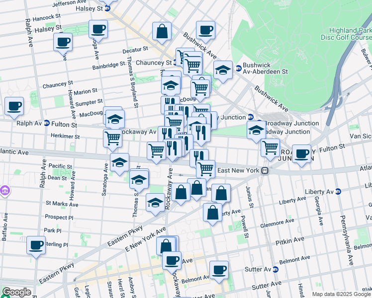 map of restaurants, bars, coffee shops, grocery stores, and more near 29 Monaco Place in Brooklyn