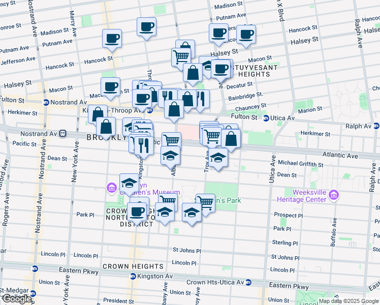 map of restaurants, bars, coffee shops, grocery stores, and more near in Brooklyn