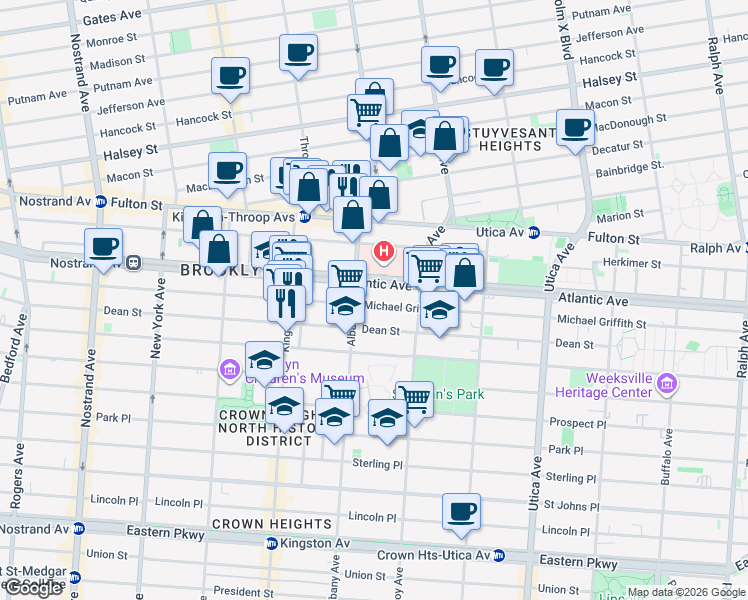 map of restaurants, bars, coffee shops, grocery stores, and more near in Brooklyn