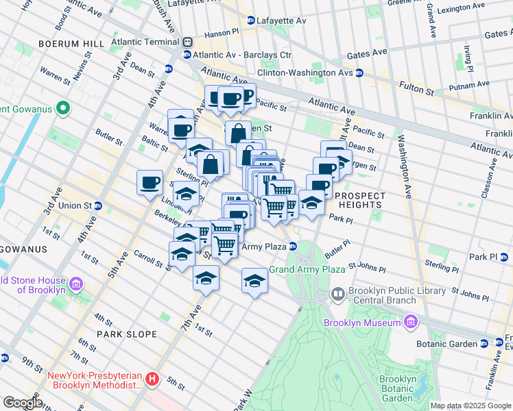 map of restaurants, bars, coffee shops, grocery stores, and more near in Brooklyn