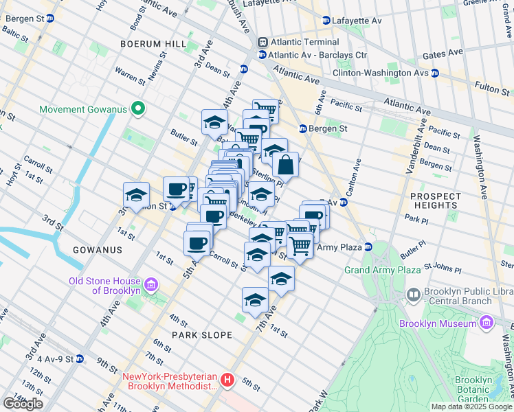 map of restaurants, bars, coffee shops, grocery stores, and more near 40 Lincoln Place in Brooklyn