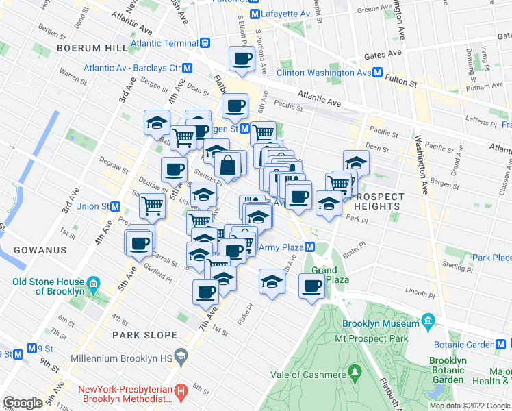 map of restaurants, bars, coffee shops, grocery stores, and more near in Brooklyn