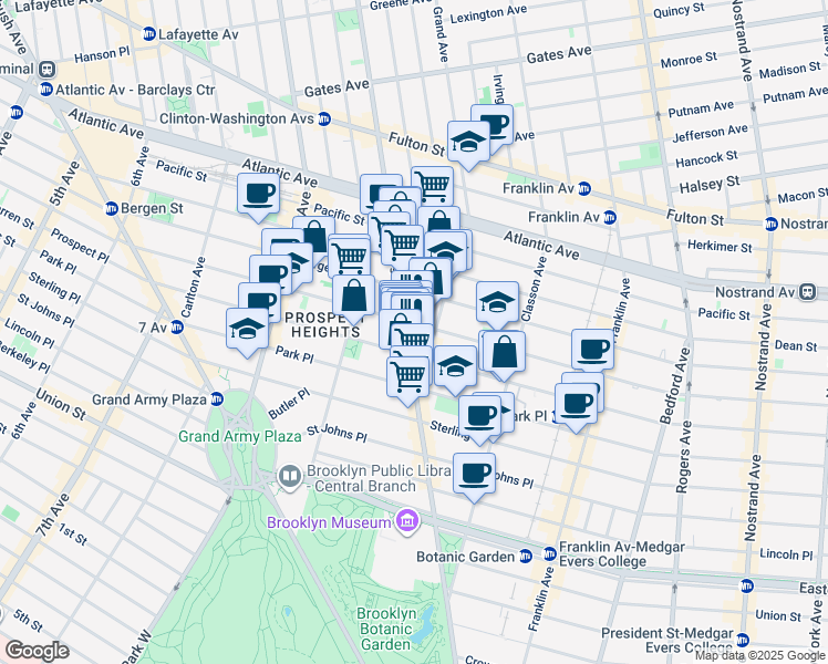 map of restaurants, bars, coffee shops, grocery stores, and more near in Brooklyn