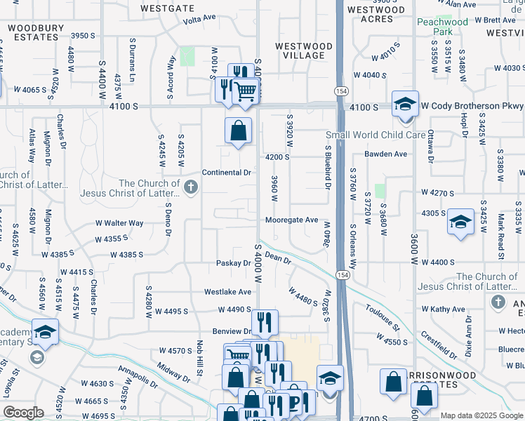 map of restaurants, bars, coffee shops, grocery stores, and more near 4303 South 4000 West in West Valley City