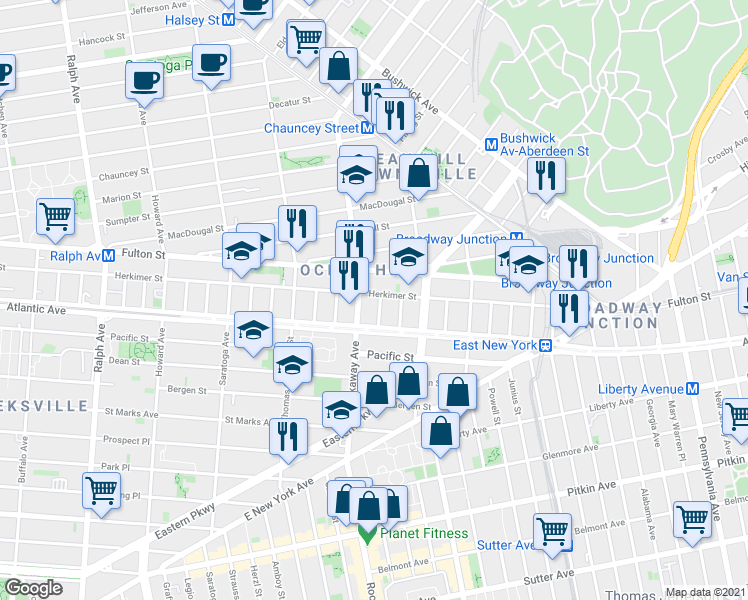 map of restaurants, bars, coffee shops, grocery stores, and more near 29 Monaco Place in Brooklyn