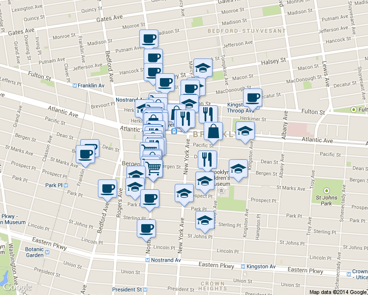 map of restaurants, bars, coffee shops, grocery stores, and more near in Brooklyn