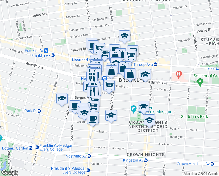 map of restaurants, bars, coffee shops, grocery stores, and more near in Brooklyn
