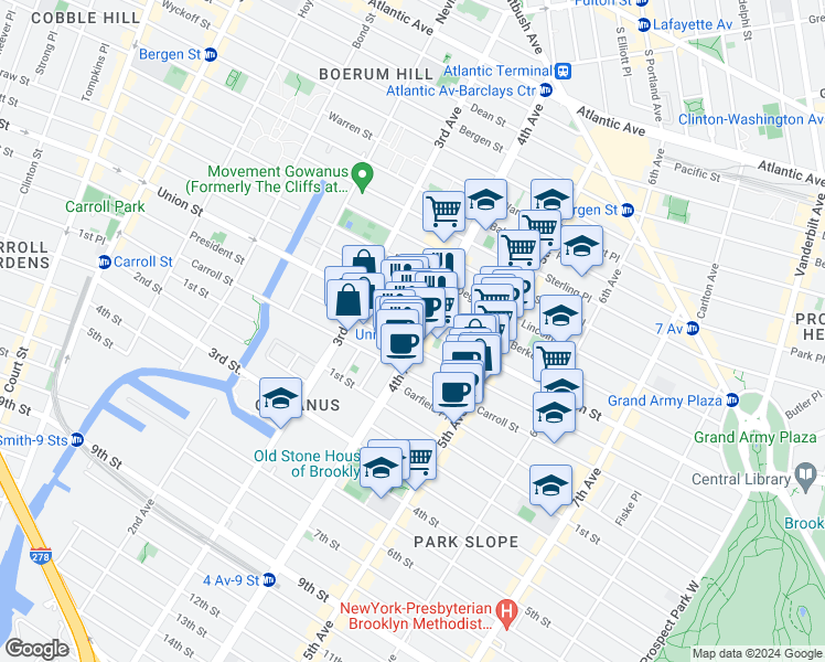 map of restaurants, bars, coffee shops, grocery stores, and more near in Brooklyn