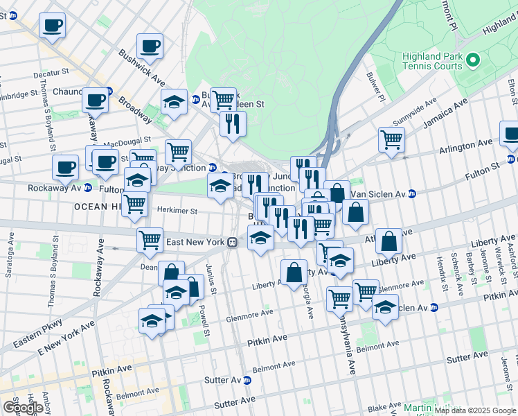 map of restaurants, bars, coffee shops, grocery stores, and more near in Brooklyn