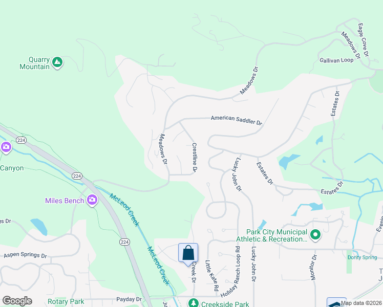 map of restaurants, bars, coffee shops, grocery stores, and more near 3205 Crestline Drive in Park City