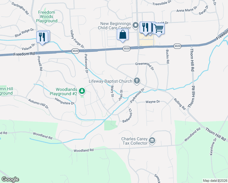 map of restaurants, bars, coffee shops, grocery stores, and more near 416 Mary Street in Cranberry Township