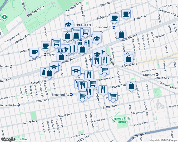 map of restaurants, bars, coffee shops, grocery stores, and more near in Brooklyn
