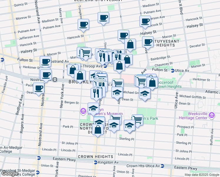 map of restaurants, bars, coffee shops, grocery stores, and more near 1508 Pacific Street in Brooklyn