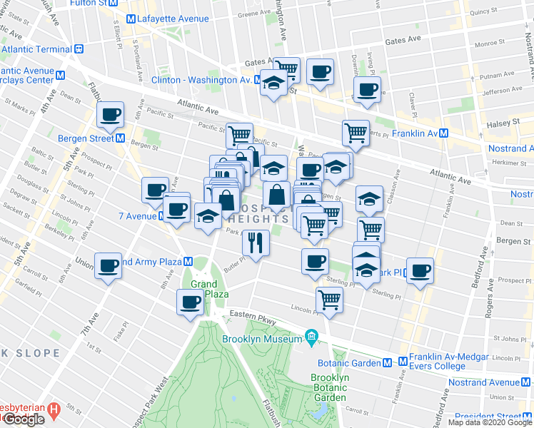 map of restaurants, bars, coffee shops, grocery stores, and more near in Brooklyn