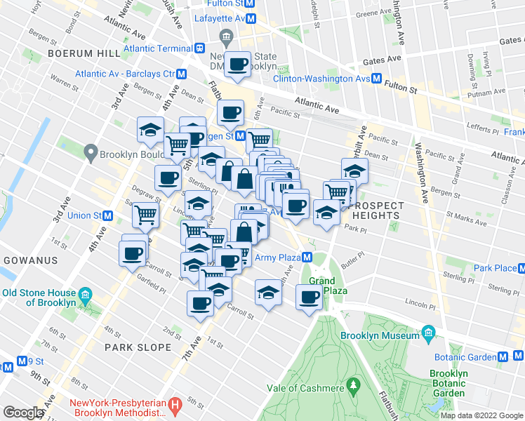 map of restaurants, bars, coffee shops, grocery stores, and more near in Brooklyn