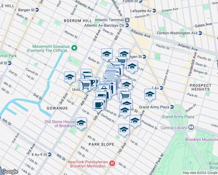 map of restaurants, bars, coffee shops, grocery stores, and more near in Brooklyn