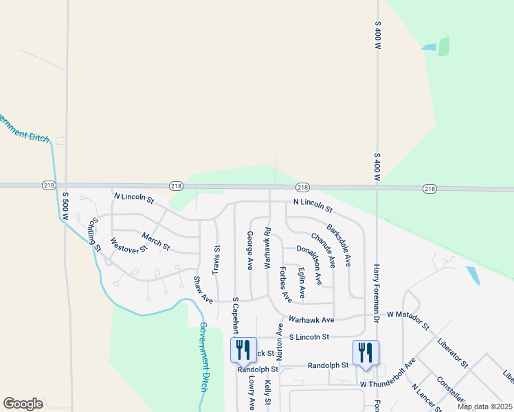 map of restaurants, bars, coffee shops, grocery stores, and more near 1887-1899 Warhawk Rd in Peru