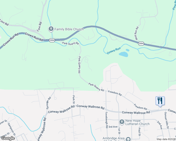 map of restaurants, bars, coffee shops, grocery stores, and more near 535 Park Quarry Road in Freedom
