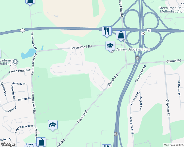 map of restaurants, bars, coffee shops, grocery stores, and more near 3801 Loyal Lane in Easton