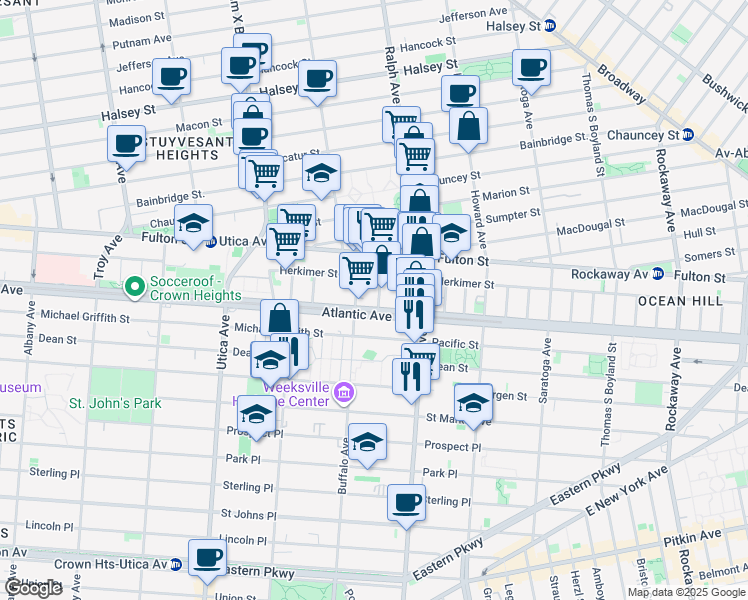 map of restaurants, bars, coffee shops, grocery stores, and more near 24 Kane Place in Brooklyn