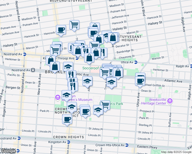 map of restaurants, bars, coffee shops, grocery stores, and more near in Brooklyn