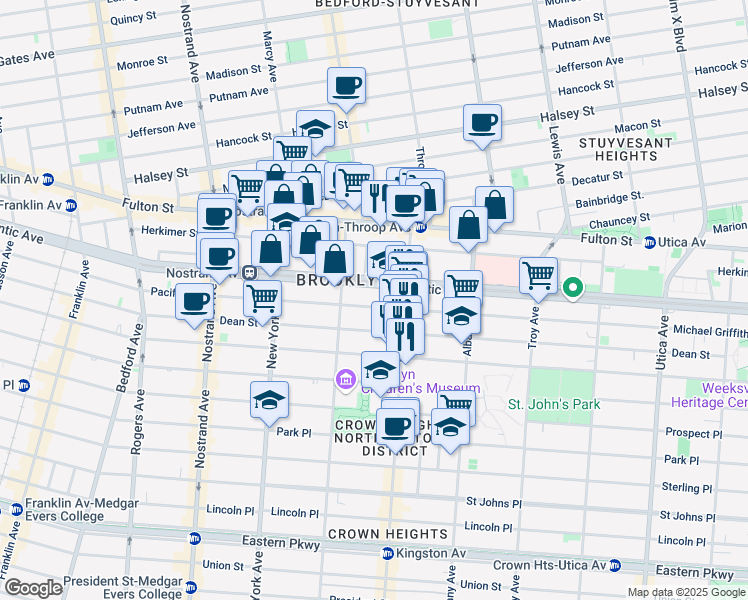 map of restaurants, bars, coffee shops, grocery stores, and more near 1436 Pacific Street in Brooklyn