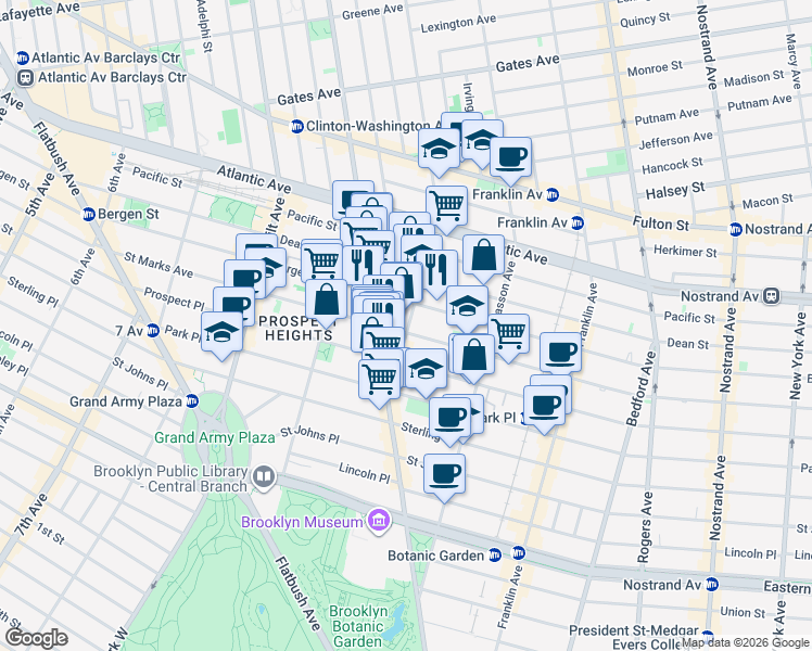 map of restaurants, bars, coffee shops, grocery stores, and more near 396 Saint Marks Avenue in Brooklyn