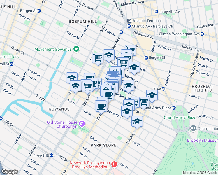 map of restaurants, bars, coffee shops, grocery stores, and more near in Brooklyn