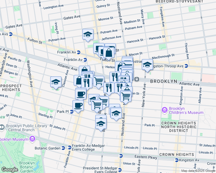map of restaurants, bars, coffee shops, grocery stores, and more near in Brooklyn