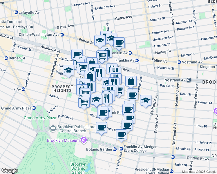 map of restaurants, bars, coffee shops, grocery stores, and more near 430 Saint Marks Avenue in Brooklyn