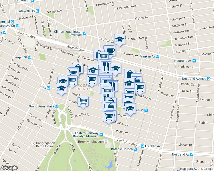 map of restaurants, bars, coffee shops, grocery stores, and more near in Brooklyn