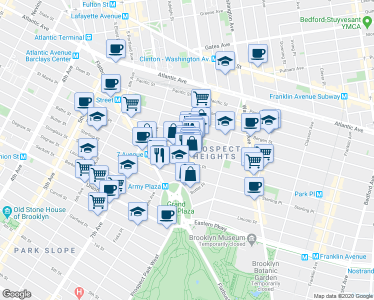 map of restaurants, bars, coffee shops, grocery stores, and more near in Brooklyn