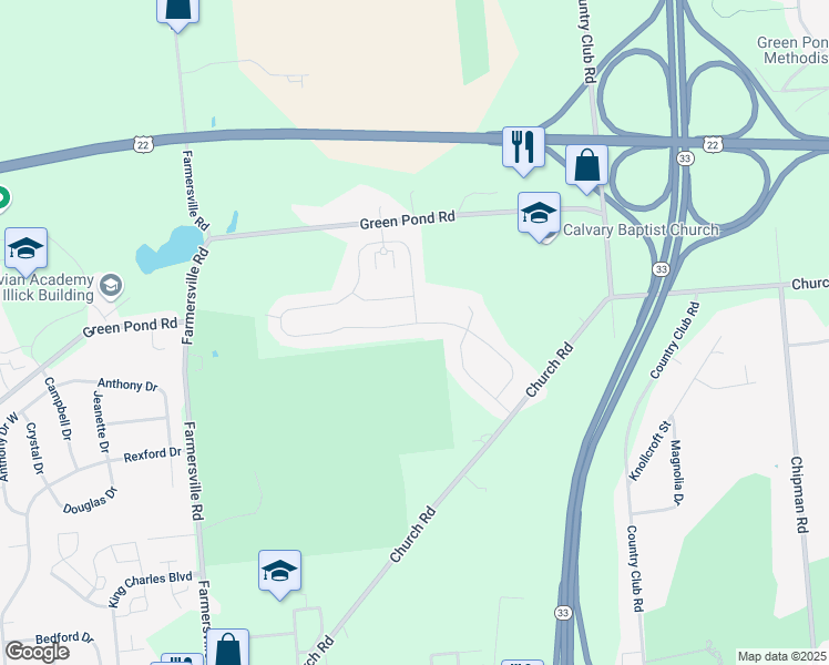 map of restaurants, bars, coffee shops, grocery stores, and more near 3719 Church Road in Easton