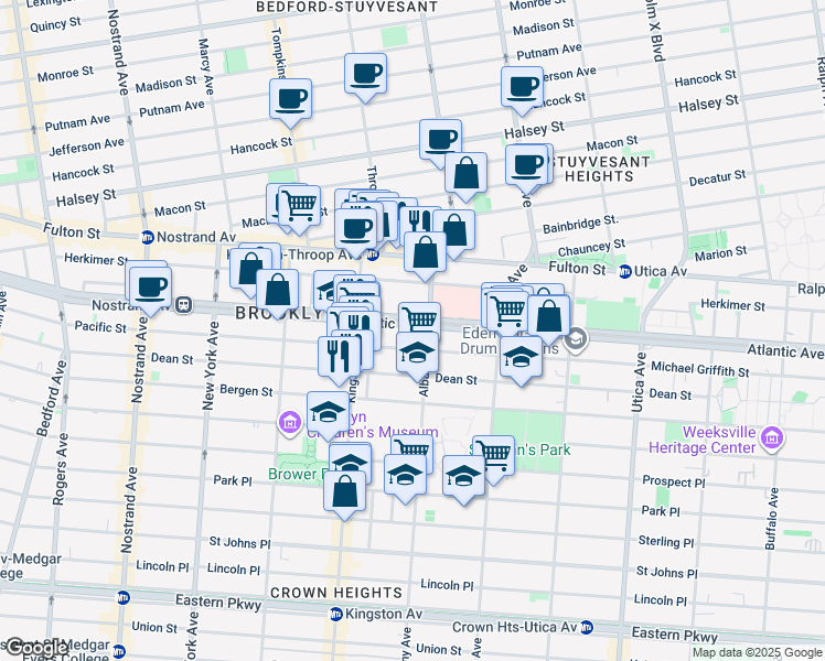 map of restaurants, bars, coffee shops, grocery stores, and more near 1508 Pacific Street in Brooklyn