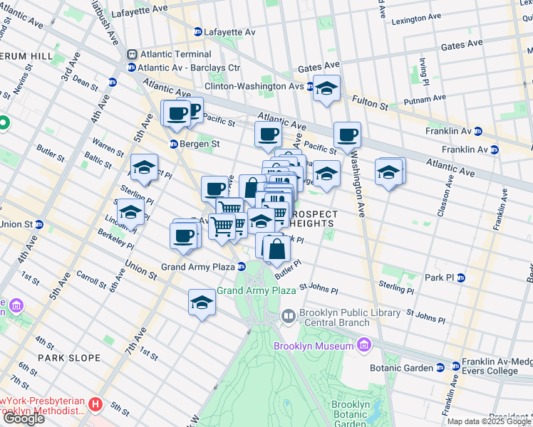 map of restaurants, bars, coffee shops, grocery stores, and more near in Brooklyn