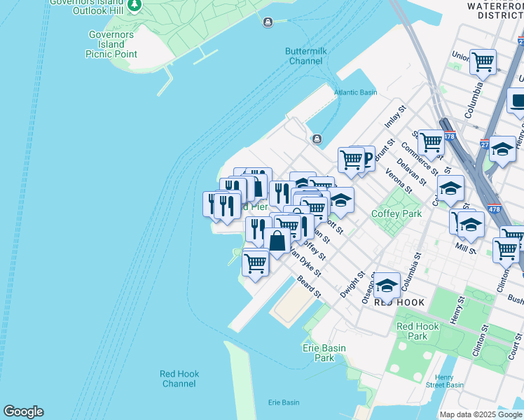 map of restaurants, bars, coffee shops, grocery stores, and more near 238 Barnell Street in Brooklyn