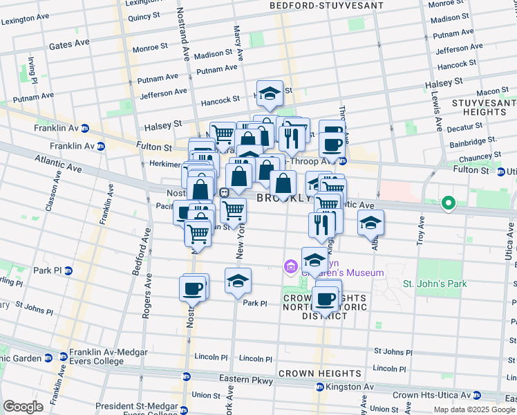 map of restaurants, bars, coffee shops, grocery stores, and more near 1311 Dean Street in Brooklyn
