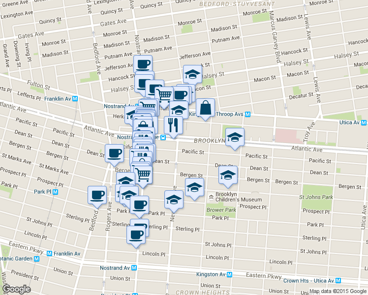 map of restaurants, bars, coffee shops, grocery stores, and more near in Brooklyn