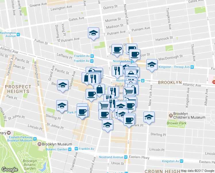map of restaurants, bars, coffee shops, grocery stores, and more near in Brooklyn