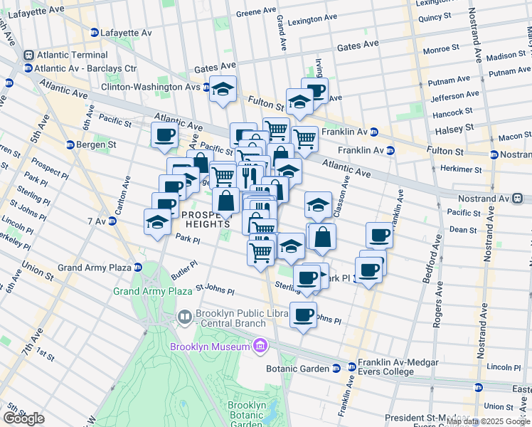 map of restaurants, bars, coffee shops, grocery stores, and more near in Brooklyn