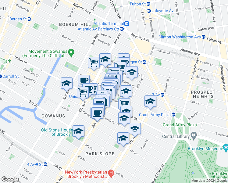 map of restaurants, bars, coffee shops, grocery stores, and more near in Brooklyn