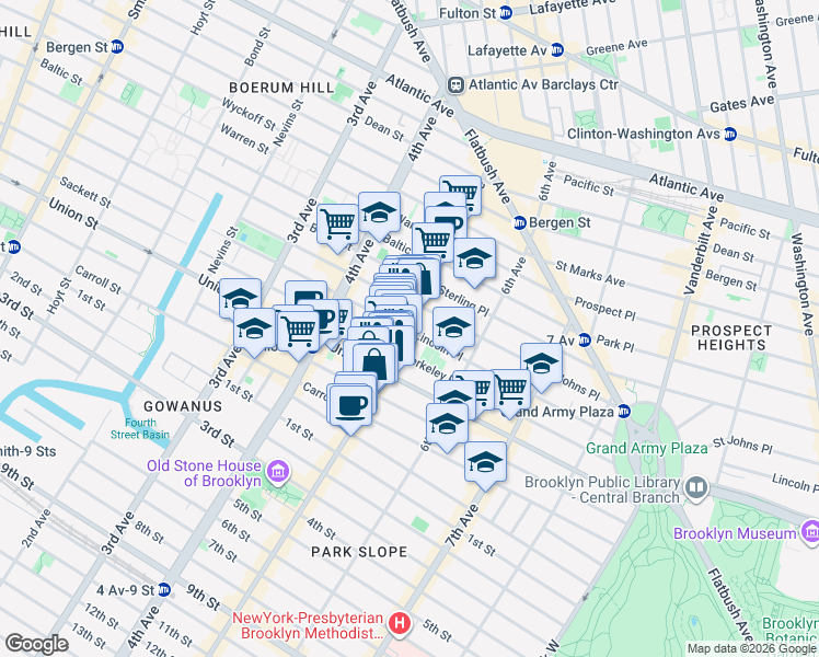 map of restaurants, bars, coffee shops, grocery stores, and more near 1 Lincoln Place in Brooklyn