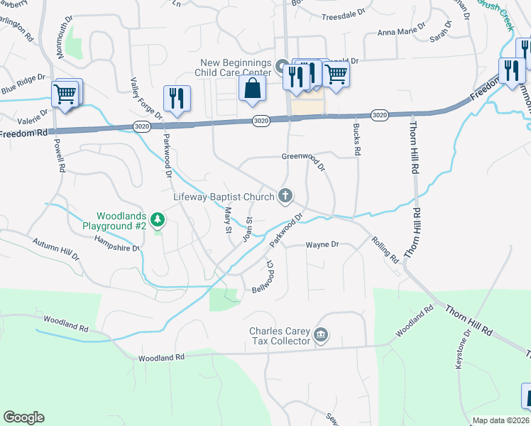 map of restaurants, bars, coffee shops, grocery stores, and more near 600 Joan Street in Cranberry Township