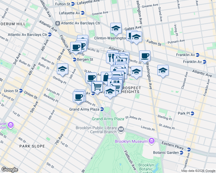 map of restaurants, bars, coffee shops, grocery stores, and more near 212 Saint Marks Avenue in Brooklyn