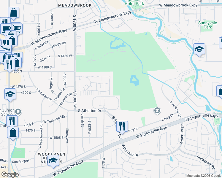 map of restaurants, bars, coffee shops, grocery stores, and more near 4251 Winfield Road in Taylorsville