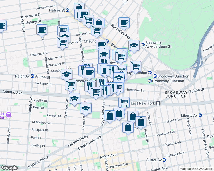 map of restaurants, bars, coffee shops, grocery stores, and more near in Brooklyn